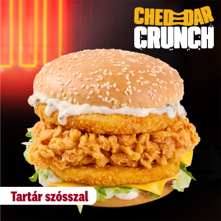 Dupla Cheddar Crunch Burger Tartár szósszal