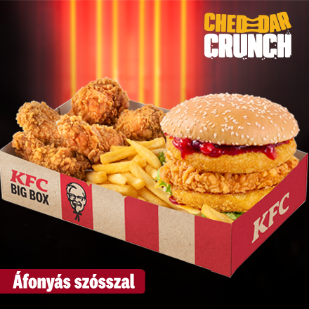Dupla Cheddar Crunch Burger Áfonyás szósszal Box