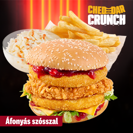 Dupla Cheddar Crunch Burger Áfonyás szósszal Menü