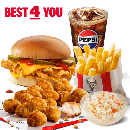 Best4You Sajtburger + Popcorn Csirke + Káposztasaláta