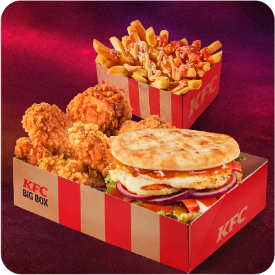 Curry Naan Halloumi Burger Box with Curry & Masala Fries