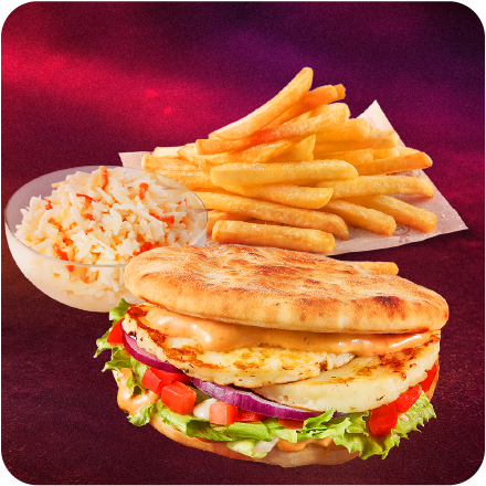 Masala Naan Halloumi Burger Meal