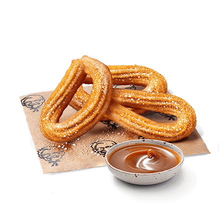 3 Churros with Caramel Sauce