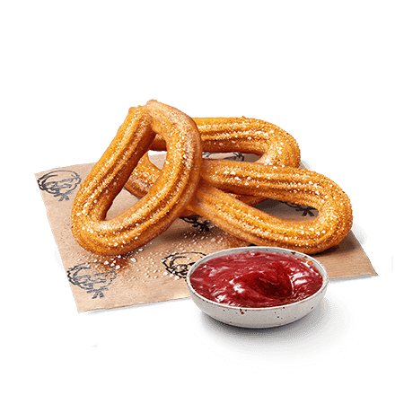 3 Churros with Strawberry sauce