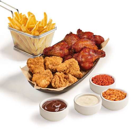 DUO ZESTAW: NUGGETSY oraz WINGSY lub STRIPSY DIP&CRUNCH