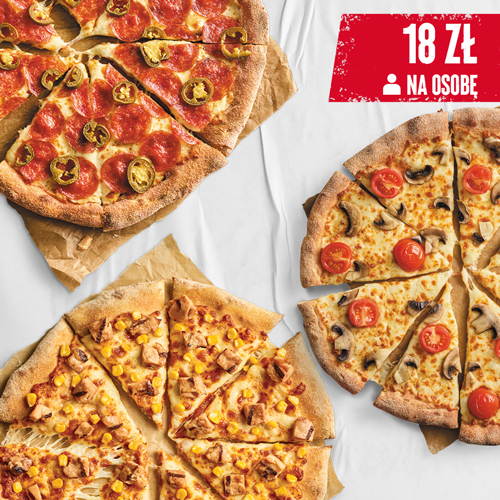 OFERTY SPECJALNE 3 X ŚREDNIA PIZZA DLA 5 OSÓB w PizzaHut
