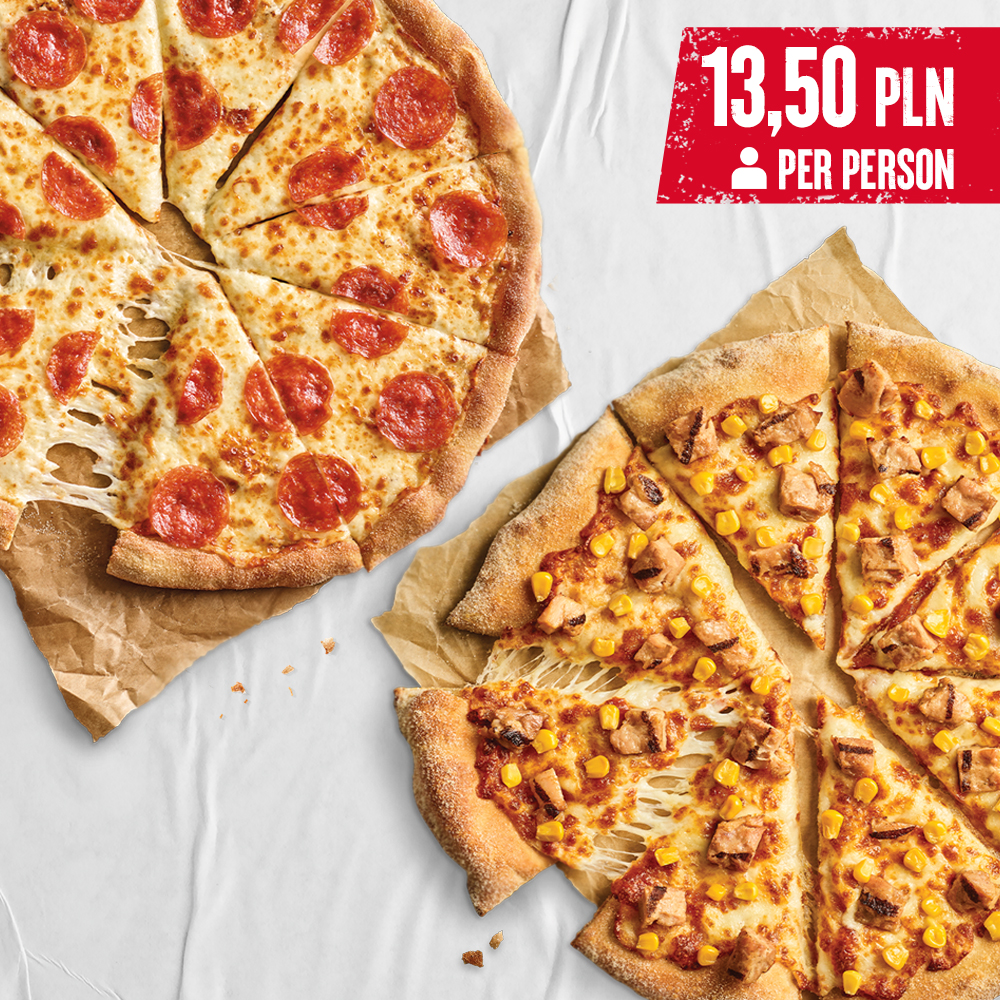 TWO MEDIUM PIZZAS FOR 4 PEOPLE - sprawdź w Pizza Hut